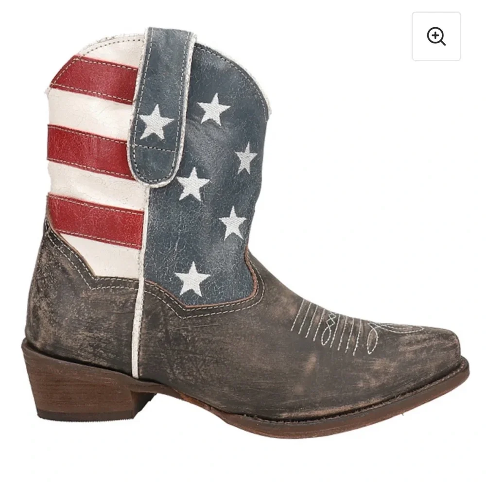 Roper American Beauty Flag Ankle Boots, Sz 9 - Picture 1 of 16